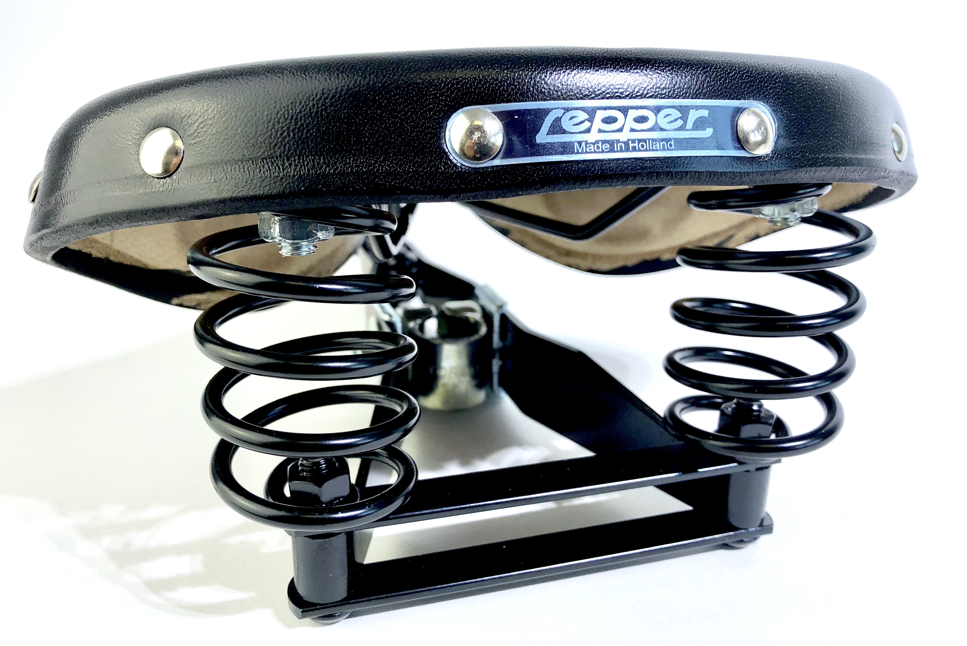 Ledersattel Lepper N90 V Tourensattel schwarz Classic Cycle Logo, bis 130 kg