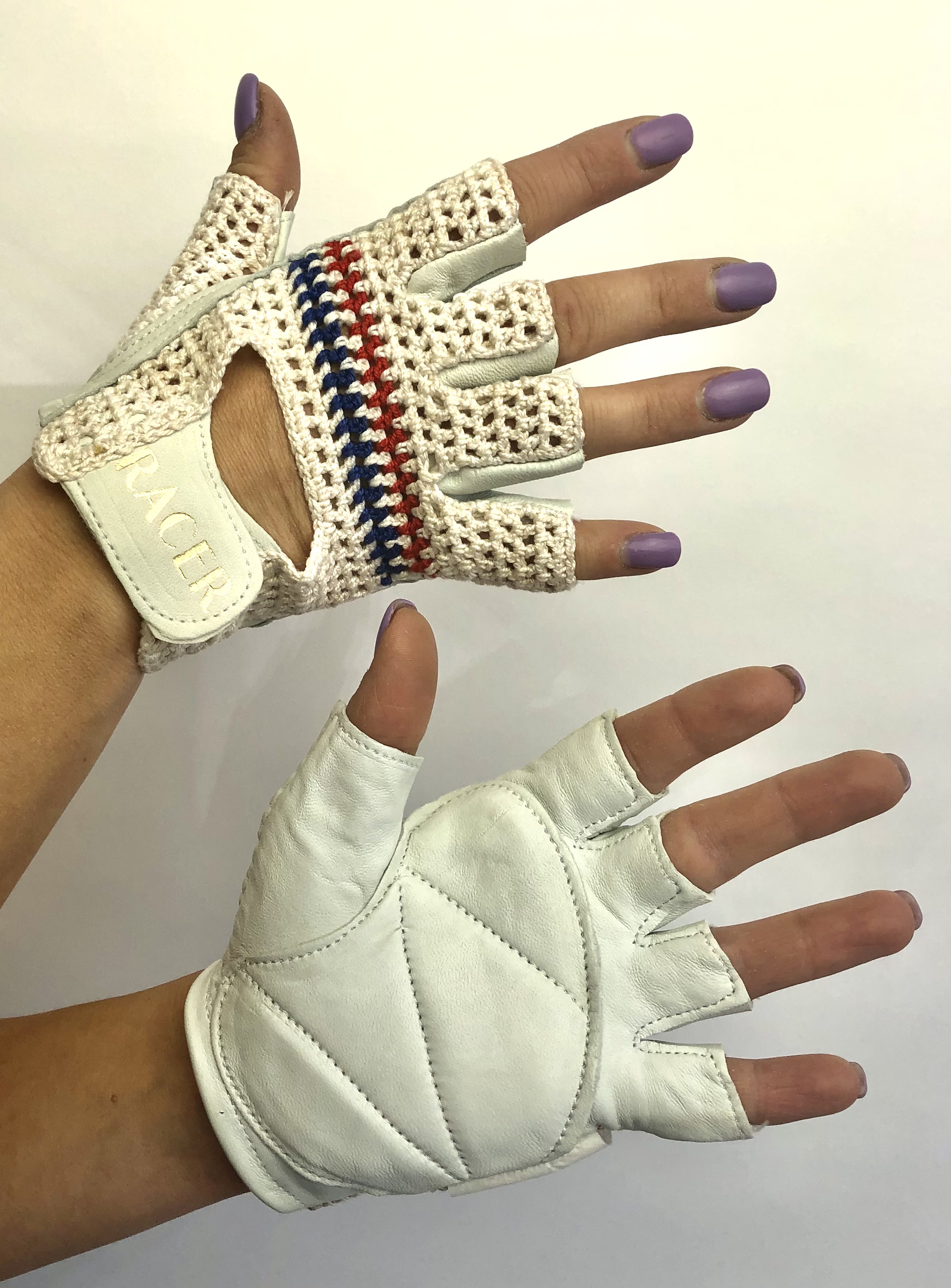 Original_bicycle_gant_gloves_Racer_made-in-France_blue_red_crochet_size_8_1