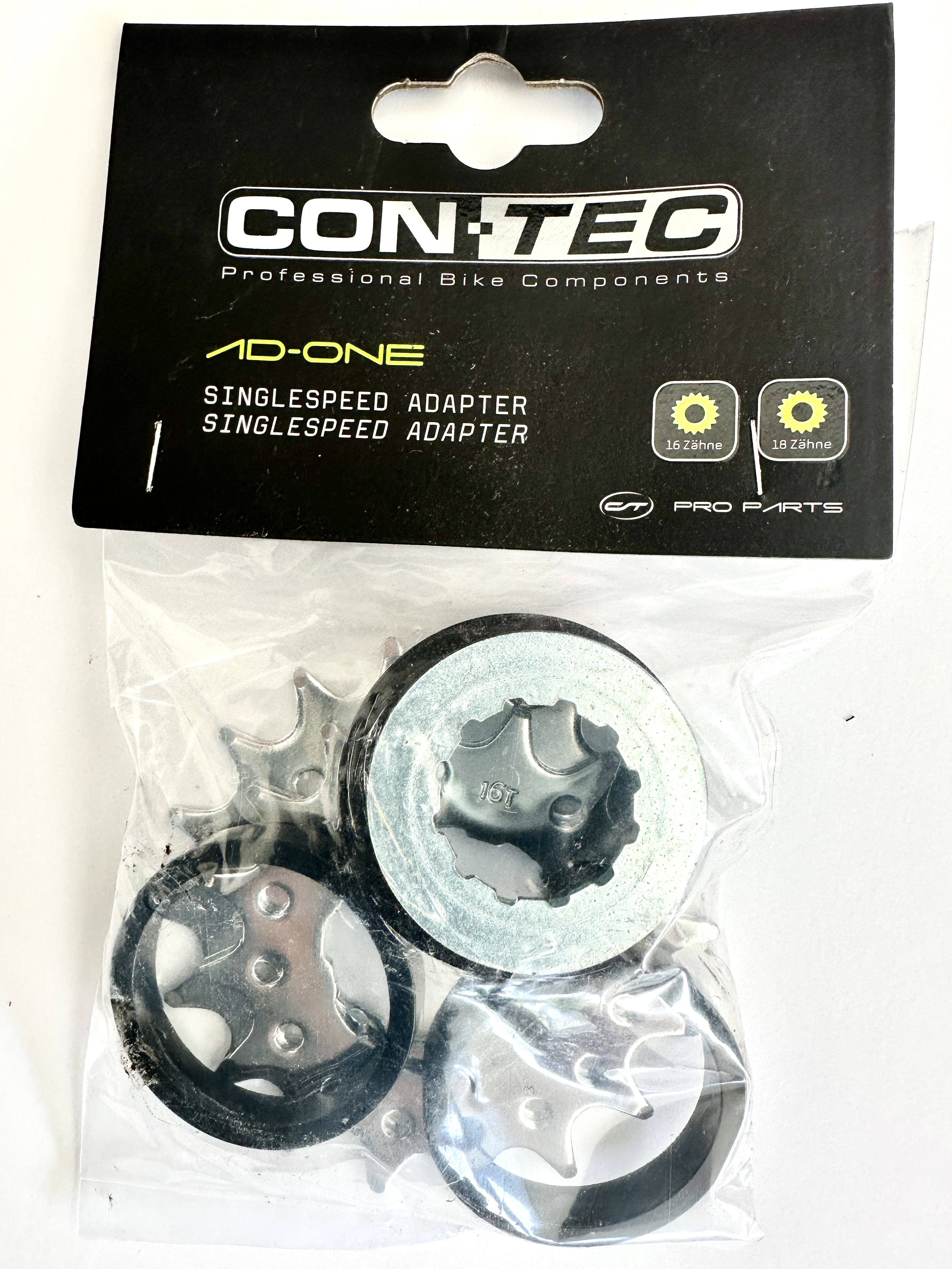 Contec Single Speed Ritzel mit 16 + 18 Zähnen und Distanzring-Set