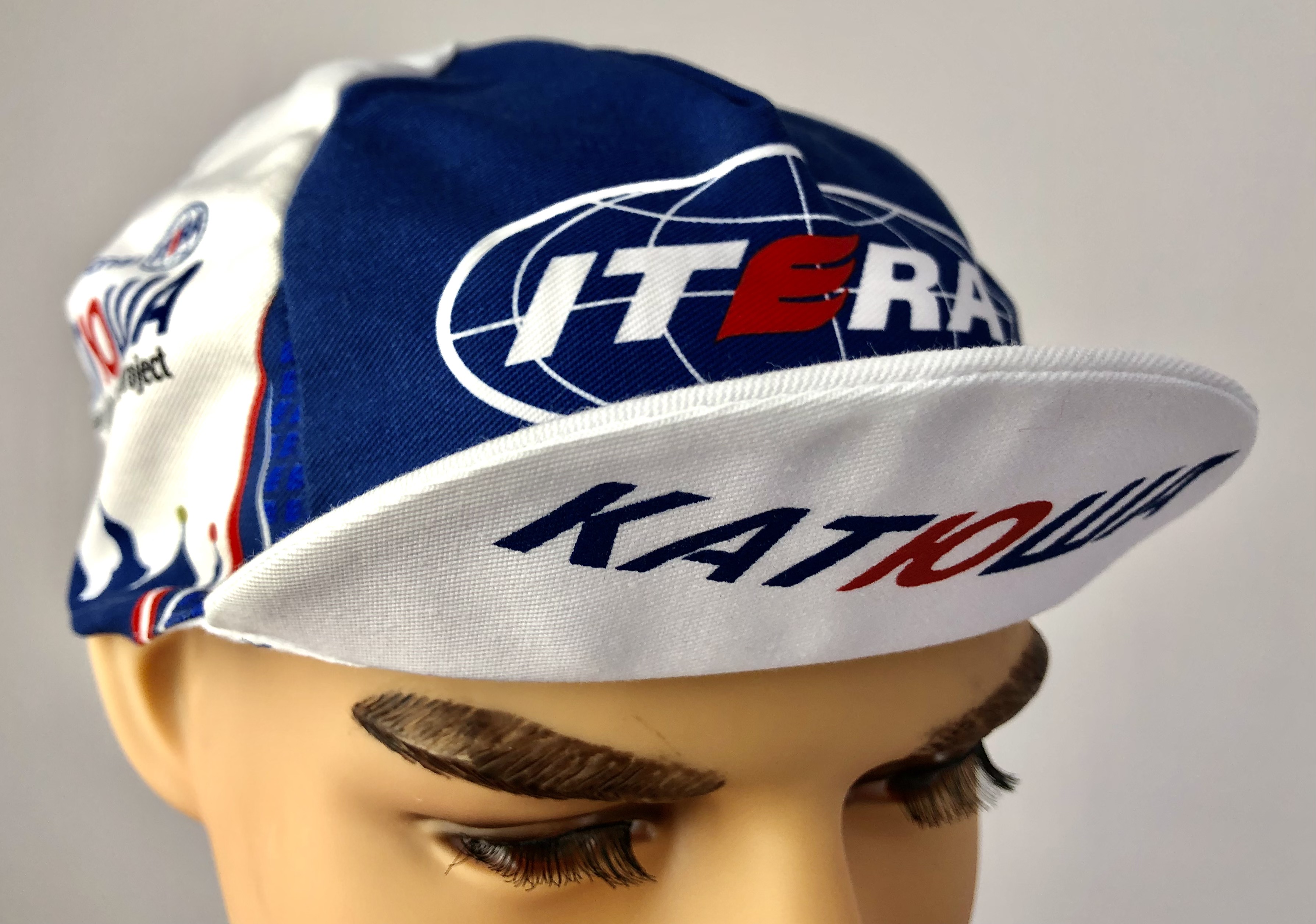 Retro Radsportmütze Team Katusha Itera, blau / weiß