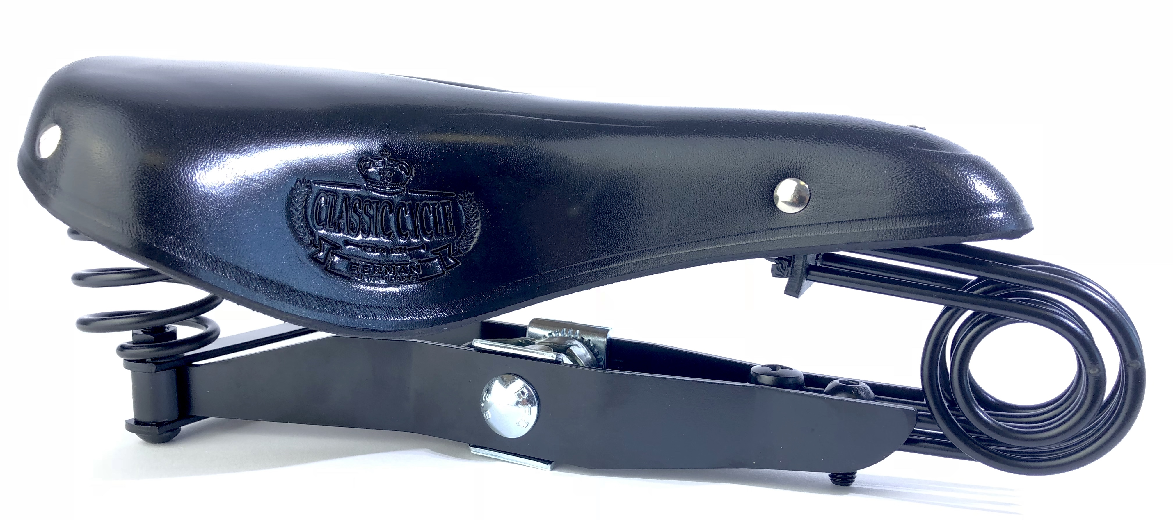 Ledersattel Lepper N90 V Tourensattel schwarz Classic Cycle Logo, bis 130 kg