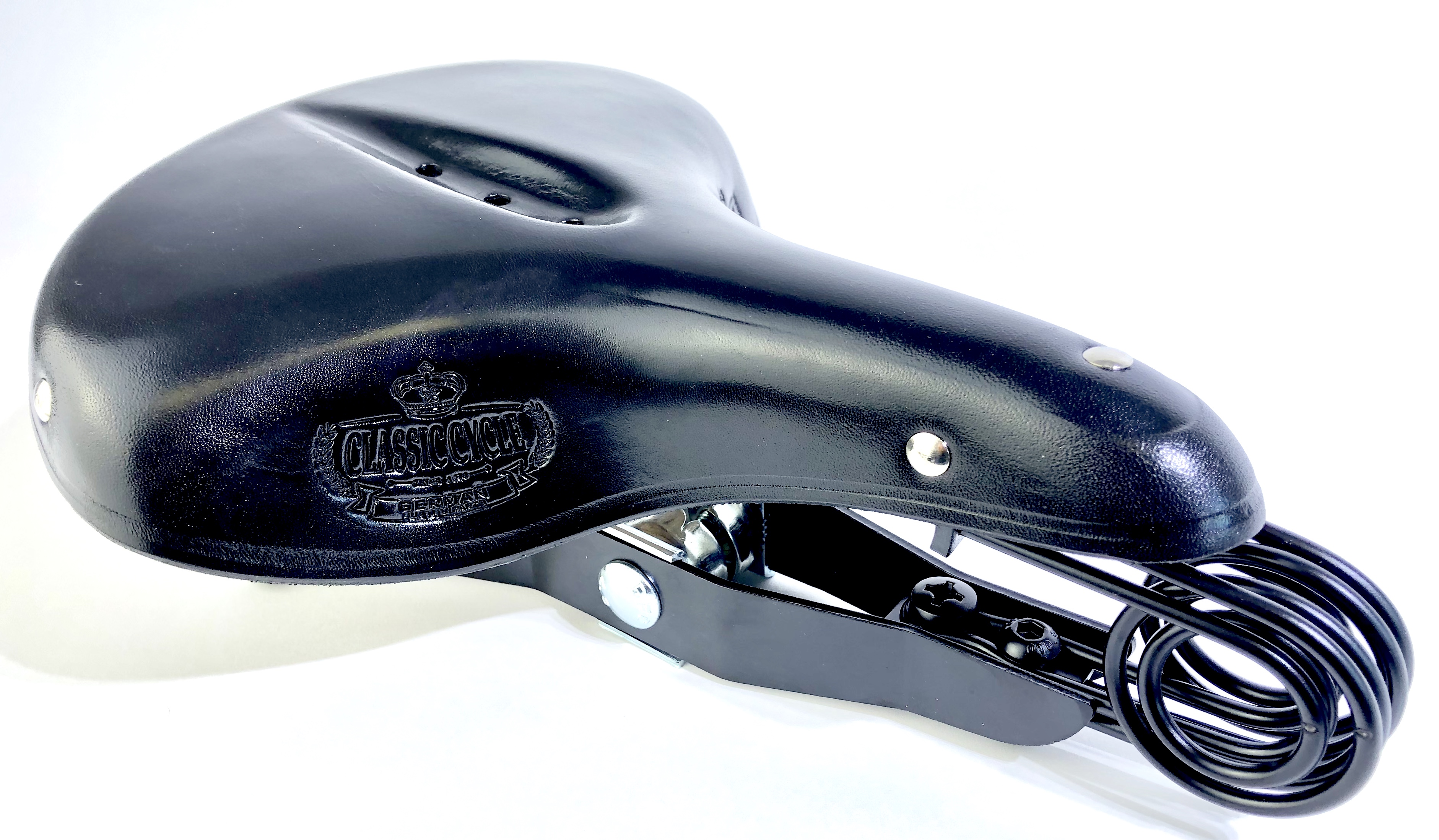 Ledersattel Lepper N90 V Tourensattel schwarz Classic Cycle Logo, bis 130 kg
