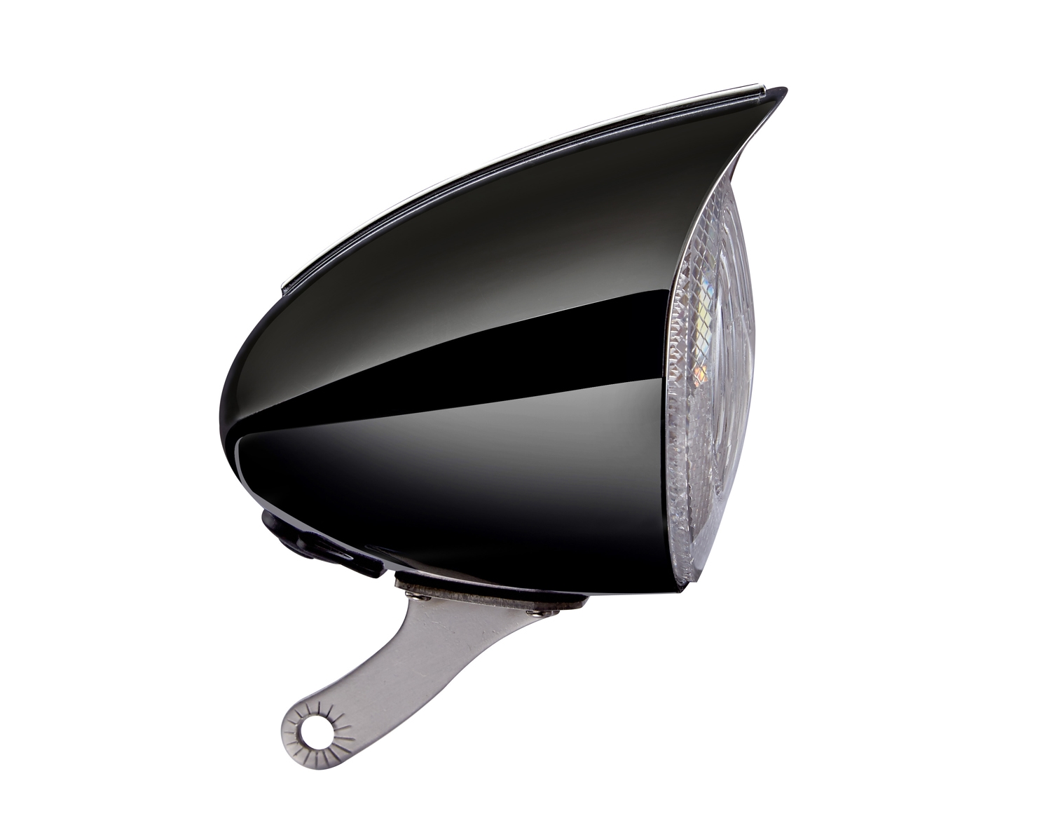 Classic Cycle LED 6V Frontlampe Dynamo 70 mm schwarz mit Sonnenschute klein