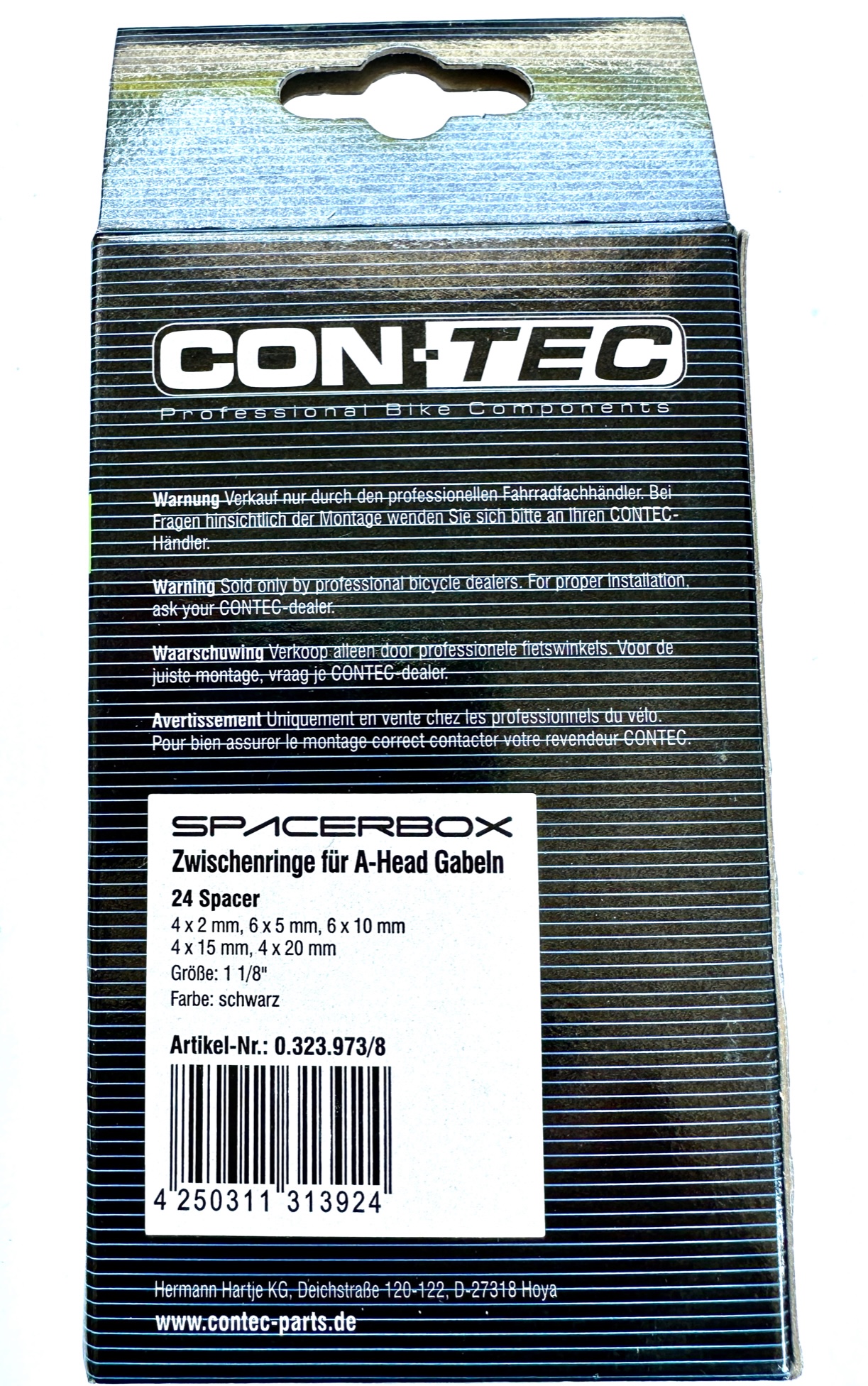 CONTEC Spacer Box Distanzring Set Alu für 1 1/8", 24-teilig