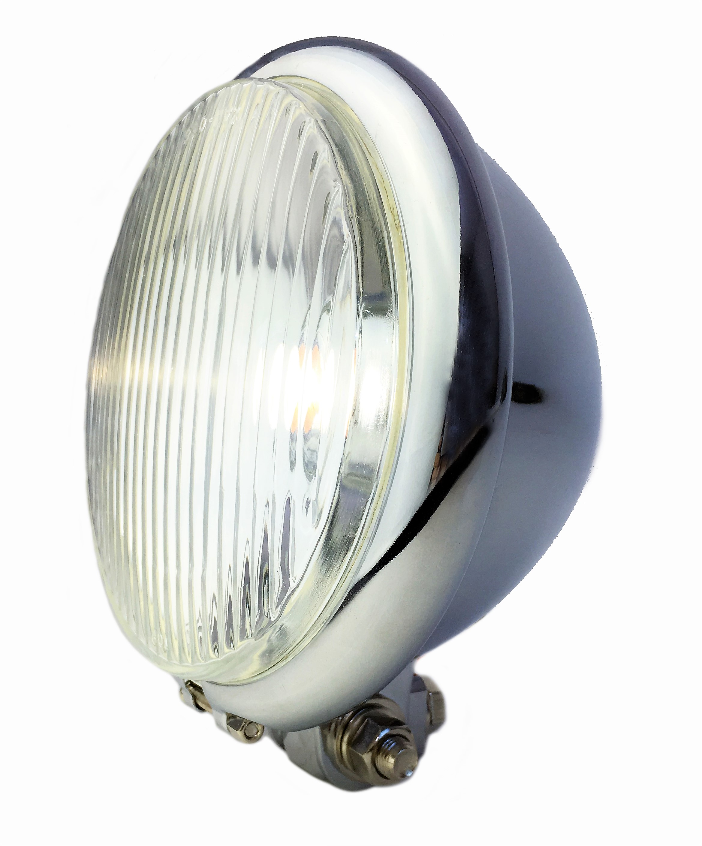 Old Bates Frontlampe LED, 15cm, verchromt Batterie