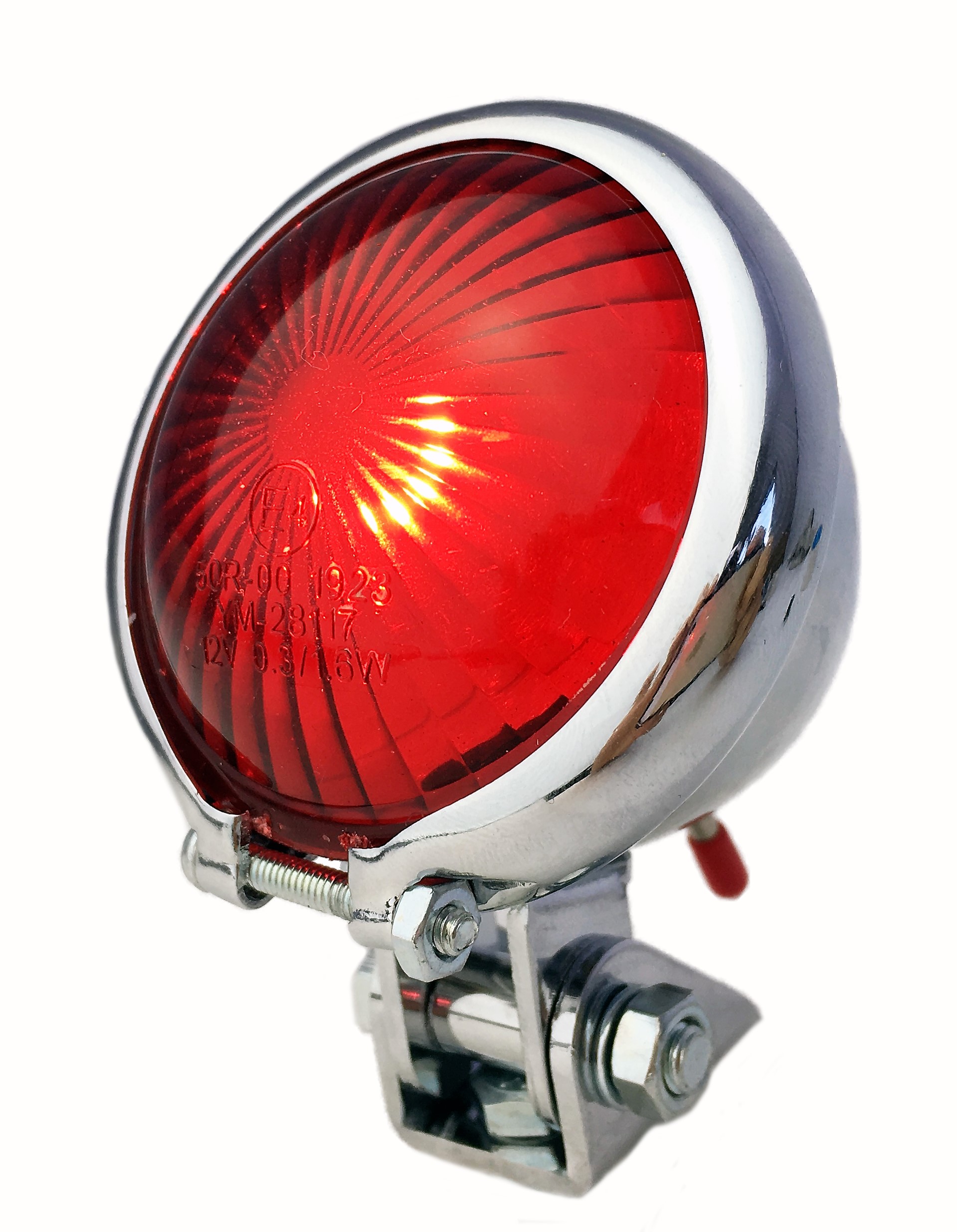 Bates Rücklicht LED rot, Retro Moped Style, Batterie verchromt