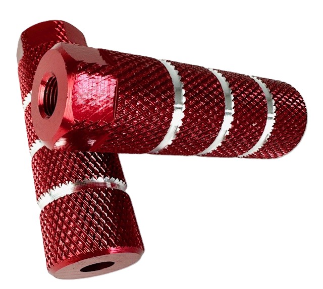 BMX Aluminium Axle Pegs / Fußrasten M10 – Rot, für Vorderachse
