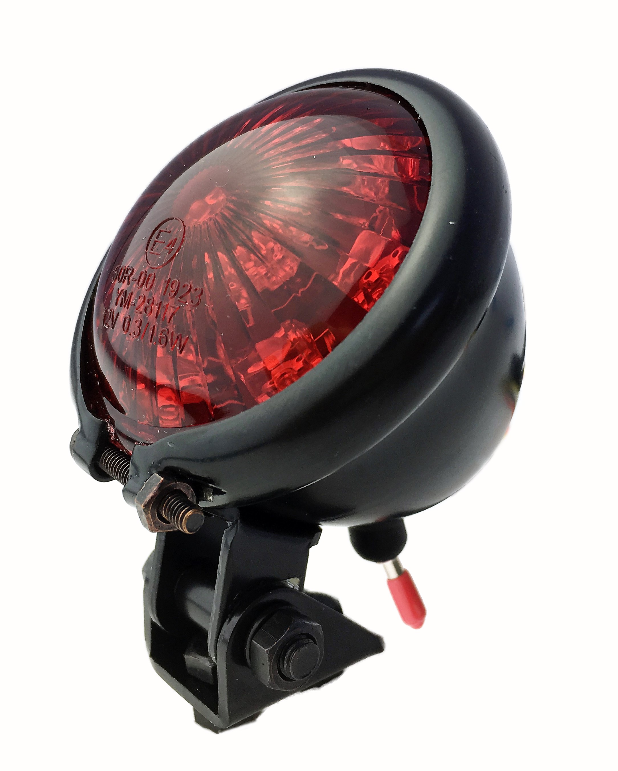Bates Rücklicht LED rot, Retro Moped Style, Batterie schwarz