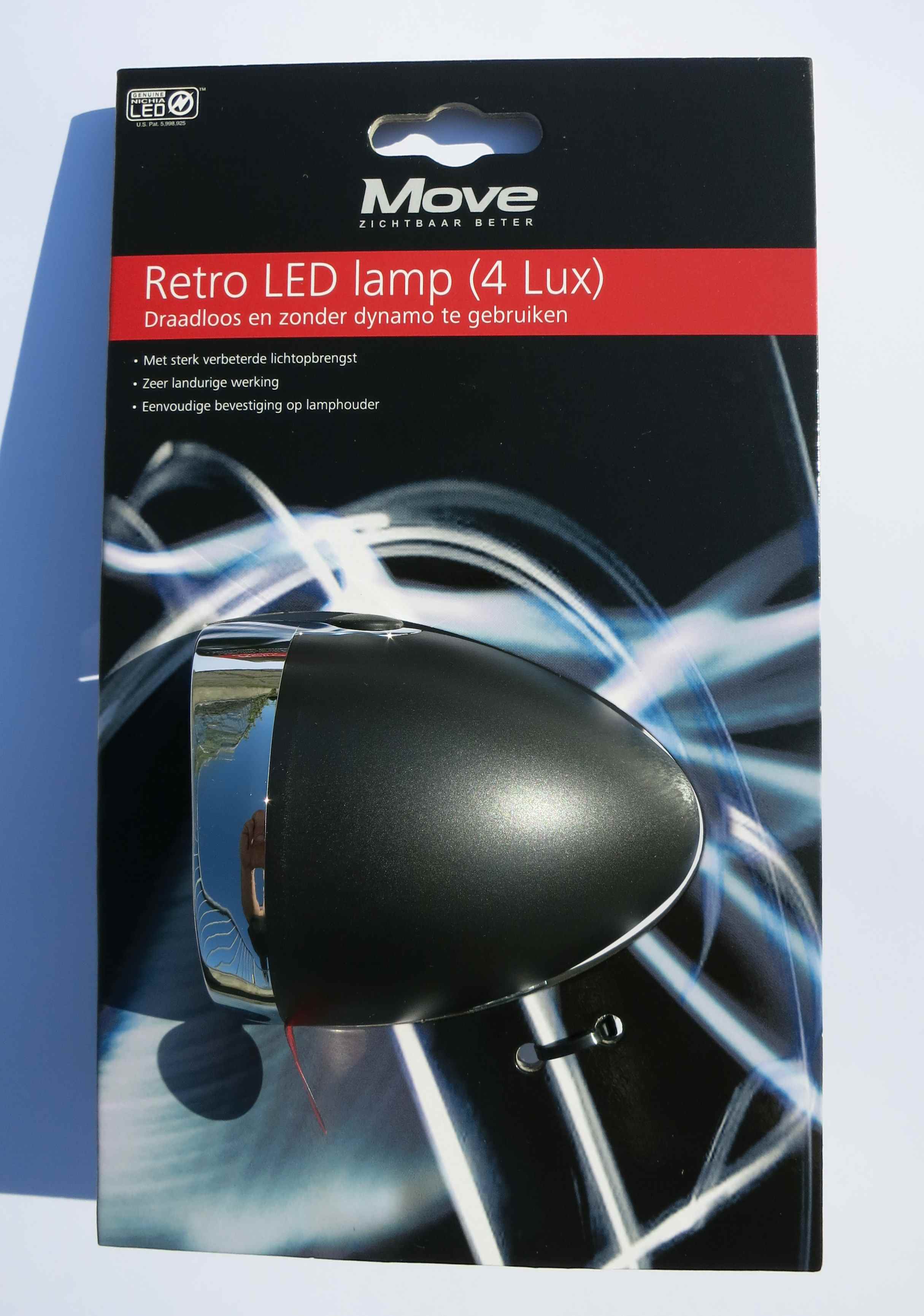 Classic Retro Batterielampe LED Schwarz -  verchromt 4 LUX